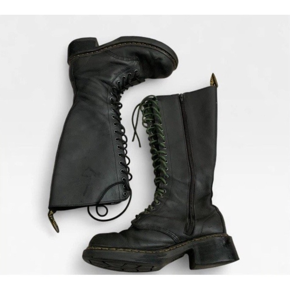 Dr Martens 1b60 Bex Pisa 20 Eye Black Knee High Boots *BROKEN ZIPPER* 8
